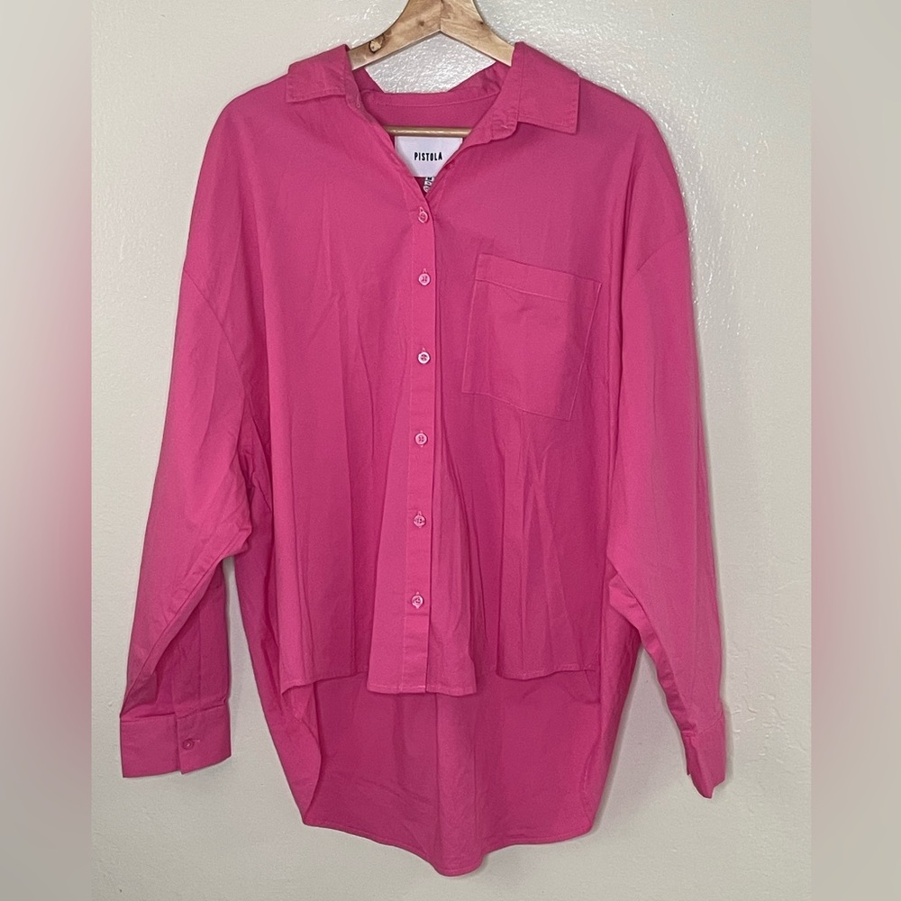 Pistola Pink poplin Oversized button down shirt